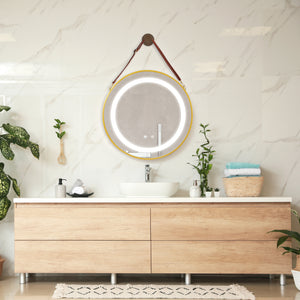 Specchio LED da Parete Picerno Ø60 cm Cornice Dorata pro.tec