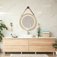 Specchio LED da Parete Picerno Ø60 cm Cornice Dorata pro.tec