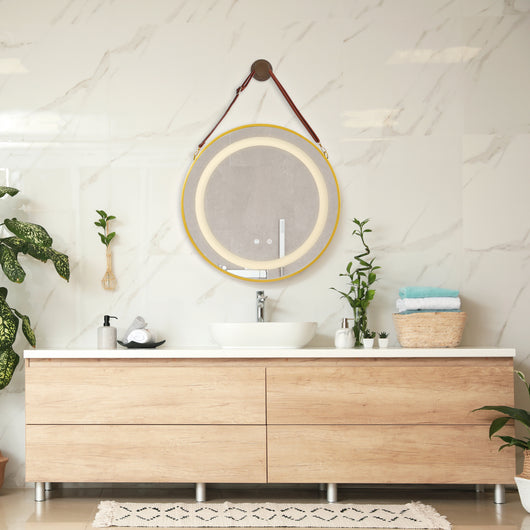 Specchio LED da Parete Picerno Ø60 cm Cornice Dorata pro.tec