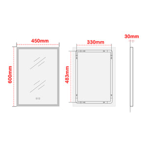 Specchio LED da Parete Scafa Multifunzionale Cornice Bianca 45 x 60 cm pro.tec