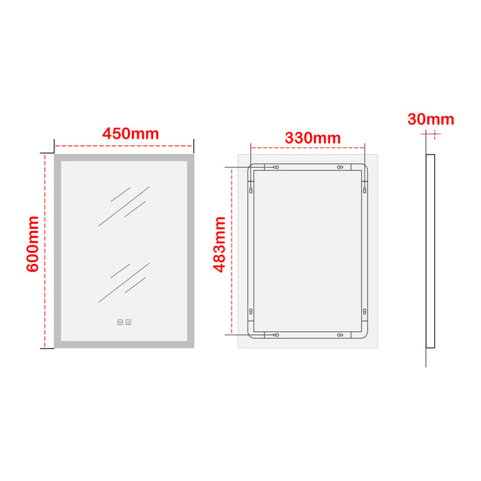 Specchio LED da Parete Scafa Multifunzionale Cornice Bianca 45 x 60 cm pro.tec