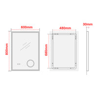 Specchio LED da Parete Scafa Multifunzionale Cornice Bianca 60 x 80 cm pro.tec