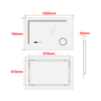 Specchio LED da Parete Chambave Multifunzionale Cornice Argentata 100 x 70 cm pro.tec