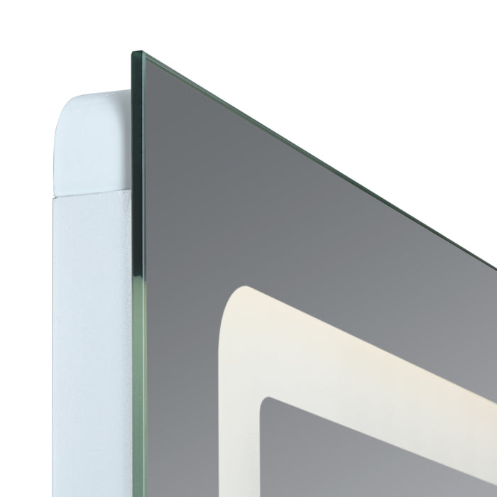 Specchio LED da Parete Chambave Multifunzionale Cornice Argentata 100 x 70 cm pro.tec