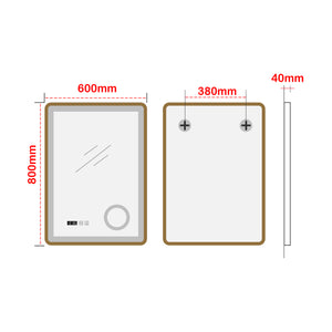 Specchio LED da Parete Pescara Multifunzionale 60 x 80 cm Cornice Dorata pro.tec