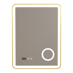 Specchio LED da Parete Pescara Multifunzionale 60 x 80 cm Cornice Dorata pro.tec