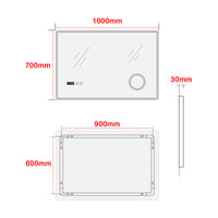 Specchio LED da Parete Racale Multifunzionale Cornice Bianca 100 x 70 cm pro.tec