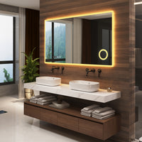 Specchio LED da Parete Racale Multifunzionale Cornice Bianca 100 x 70 cm pro.tec