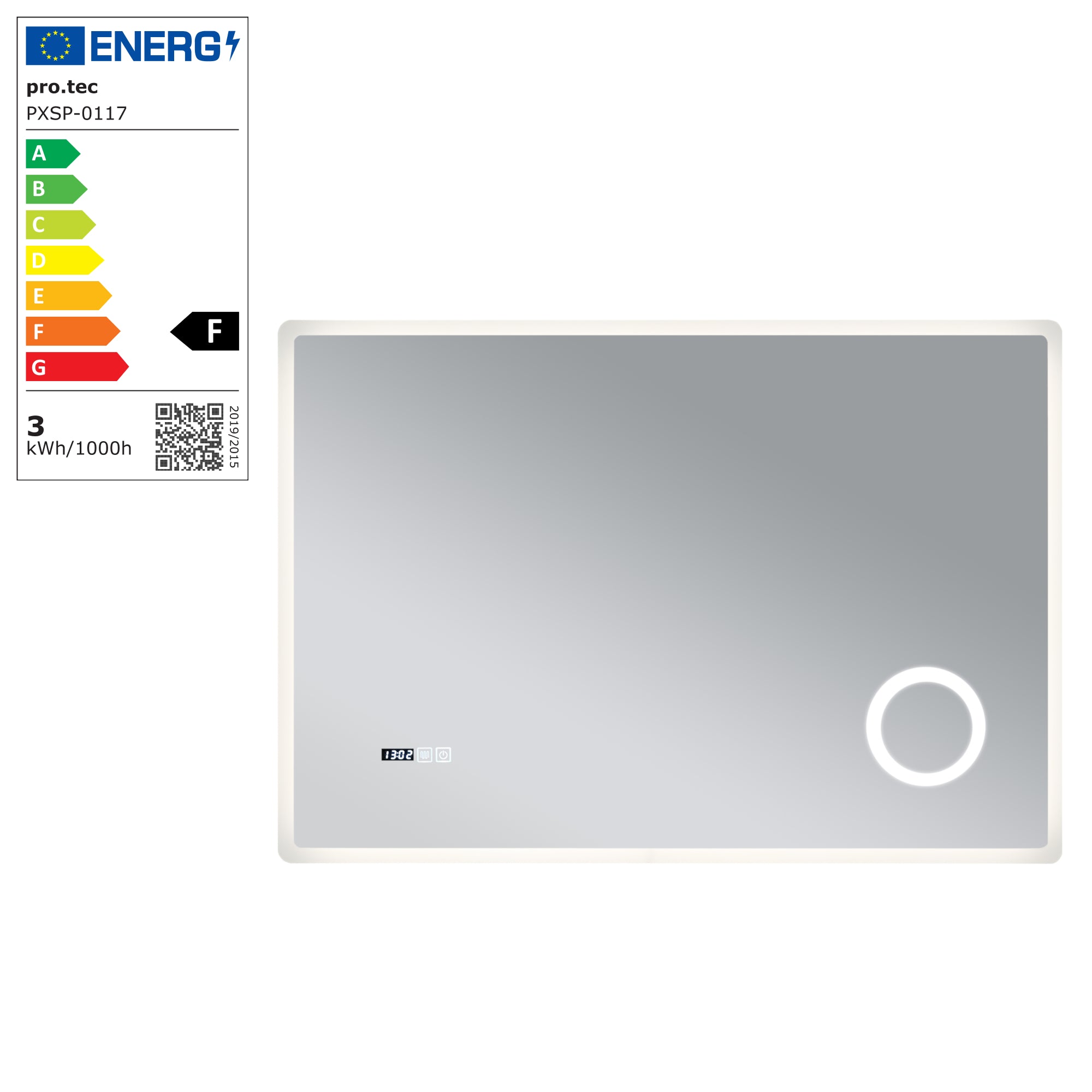 Specchio LED da Parete Racale Multifunzionale Cornice Bianca 100 x 70 cm pro.tec