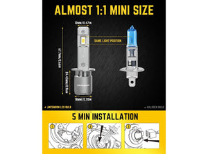 LED H1 Lampadine per Fari Auto Canbus 6000K Bianco 12V 24V Abbaglianti e Anabbaglianti Sostituzione per Alogena e Xeno