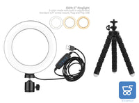 LED Ring light 15 cm diametro SMN-6 3 Colori Dimmerabile con Mini Tripod Flessibile
