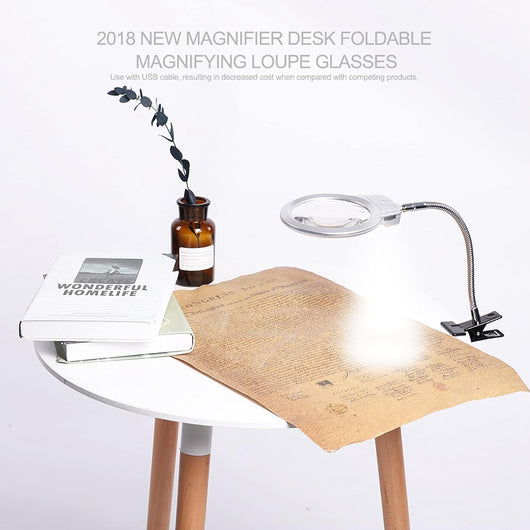 LENTE DI INGRANDIMENTO DA TAVOLO LAMPADA A LED 2X 5X FLESSIBILE CON PINZA CLIP