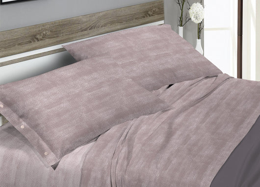 Completo Lenzuola Letto In 100% Cotone Fantasia Bon Bon - Francese - Beige