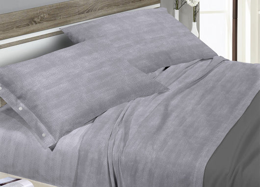 Completo Lenzuola Letto In 100% Cotone Fantasia Bon Bon - Francese - Grigio