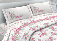 Completo Lenzuola In 100% Cotone Fantasia Cloe - Francese - Rosa