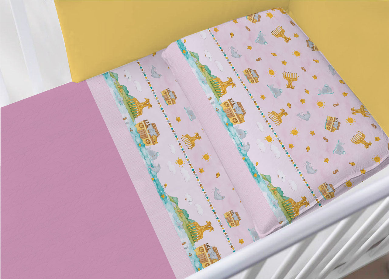 Completo Lenzuola Per Lettino In 100% Cotone Modello 6477 - Lettino - 6477 Rosa