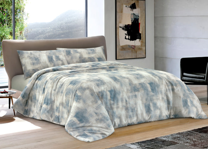 Copripiumino Sacco Piumone 100% Cotone Made In Italy Disegno Nebula - Piazza E Mezza - Ottanio