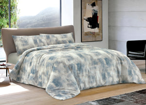Copripiumino Sacco Piumone 100% Cotone Made In Italy Disegno Nebula - Singolo - Ottanio