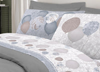 Completo Lenzuola Letto Pensieri Delicati 100% Cotone Dis. Palloncini - Piazza E Mezza - Grigio