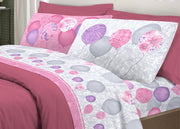 Completo Lenzuola Letto Pensieri Delicati 100% Cotone Dis. Palloncini - Matrimoniale - Rosa