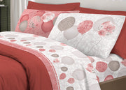 Completo Lenzuola Letto Pensieri Delicati 100% Cotone Dis. Palloncini - Piazza E Mezza - Rosso