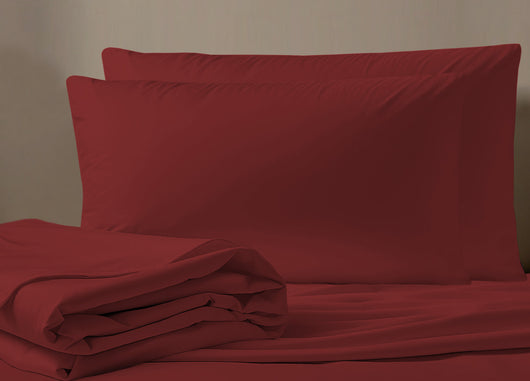 Completo Lenzuola No Stiro Estate In Tinta Unita In Microfibra Modello Francesca - Singolo - Bordeaux