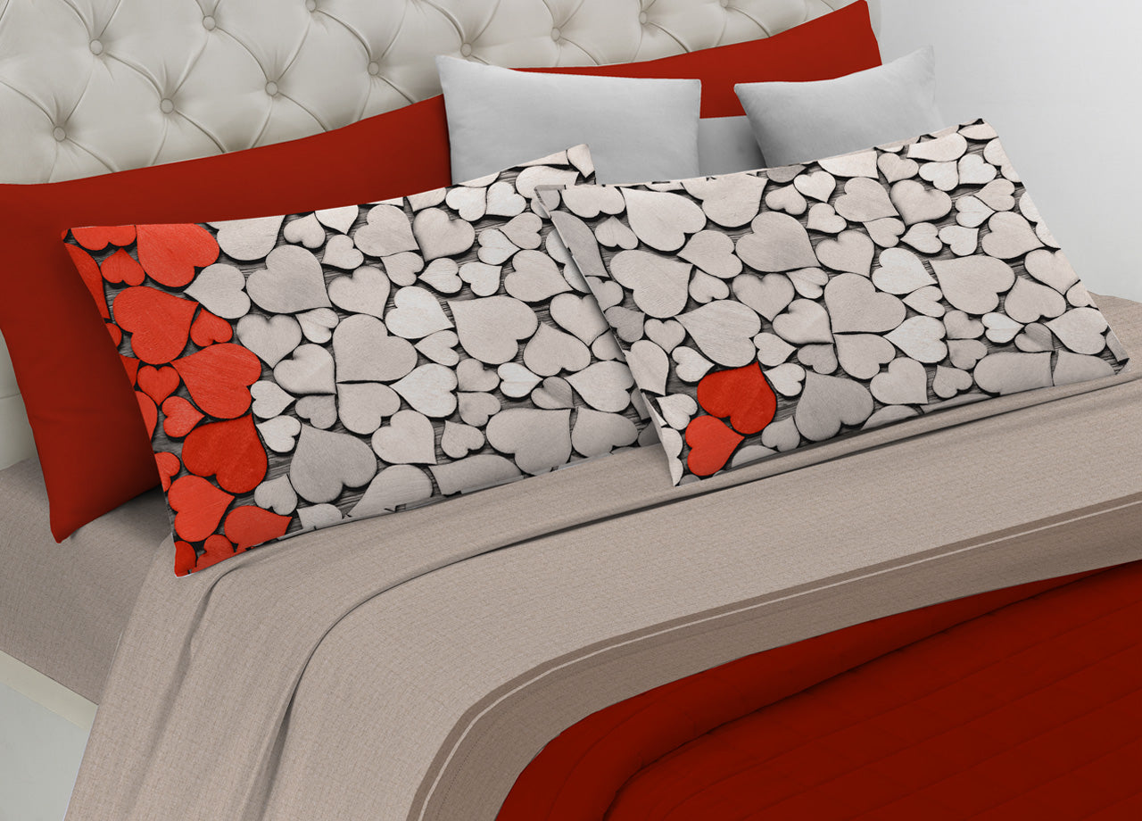 Completo Lenzuola In 100% Cotone Linea Digitale Spin-Off Disegno Love Love
