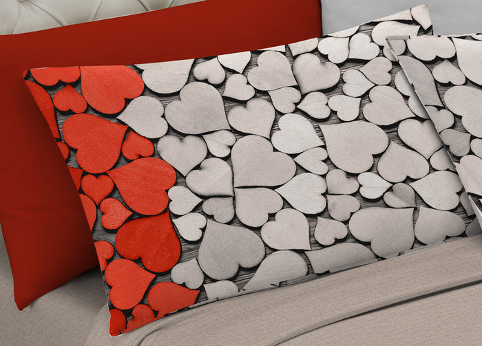 Completo Lenzuola In 100% Cotone Linea Digitale Spin-Off Disegno Love Love