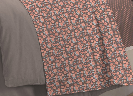 Completo Lenzuola Letto 100% Cotone Made Italy 3027 Disegno Provenza - Singolo - Marrone