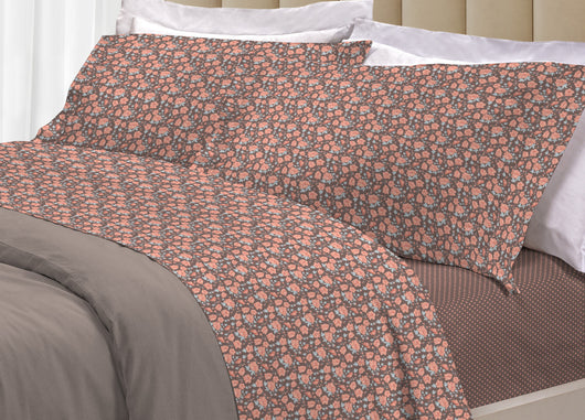 Completo Lenzuola Letto 100% Cotone Made Italy 3027 Disegno Provenza - Singolo - Marrone