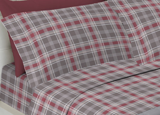 Completo Lenzuola Letto Pensieri Delicati 100% Cotone Disegno Ben - Matrimoniale - Tortora