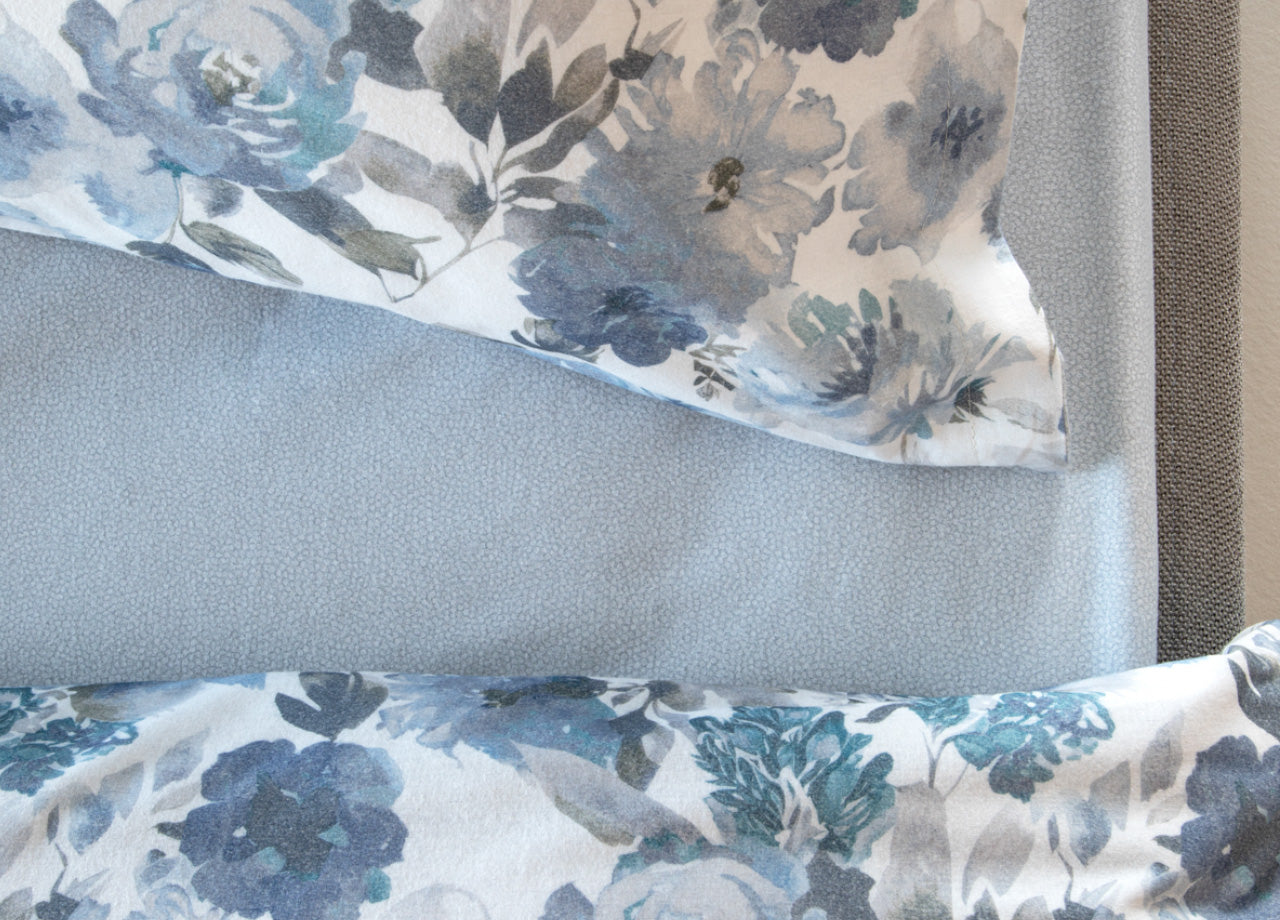 Completo Lenzuola Letto In Flanella 100% Puro Cotone Modello Bormio Dis. 2508 - 1 Piazza e Mezza - Azzurro 116