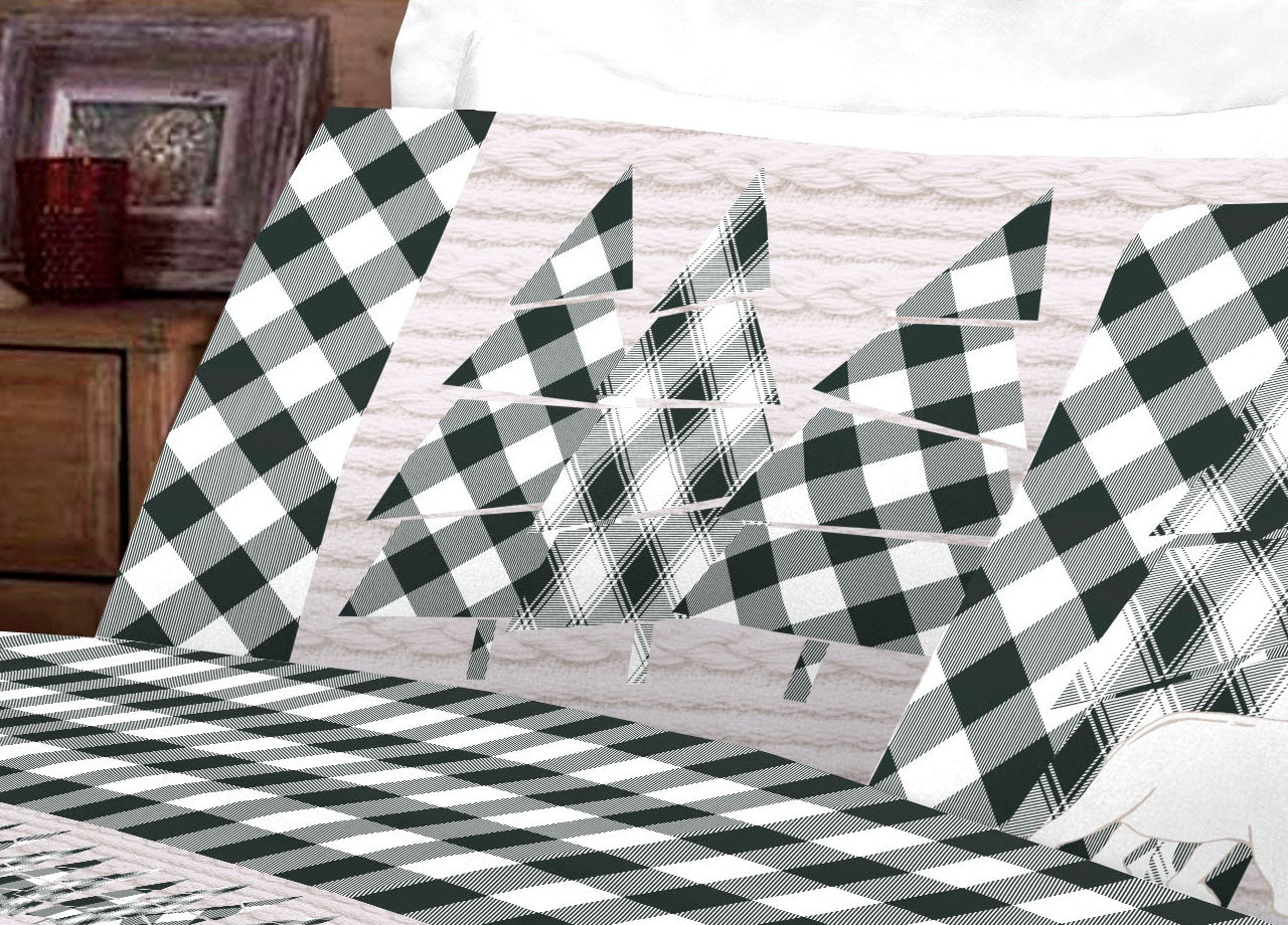 Completo Lenzuola Letto Pensieri Delicati 100% Cotone Dis. Canada - Matrimoniale - Grigio