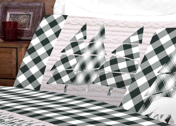 Completo Lenzuola Letto Pensieri Delicati 100% Cotone Dis. Canada - Matrimoniale - Grigio