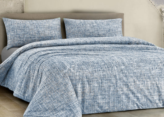 Copripiumino Sacco Piumone 100% Cotone Made In Italy Disegno Canva - Matrimoniale - Blu
