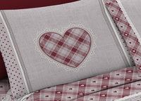 Completo Lenzuola Letto Pensieri Delicati 100% Cotone Dis.Chalet - Singolo - Rosso