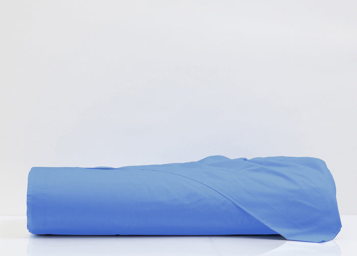 Lenzuola Cordonetto In 100% Cotone In Tinta Unita - Francese - Avio