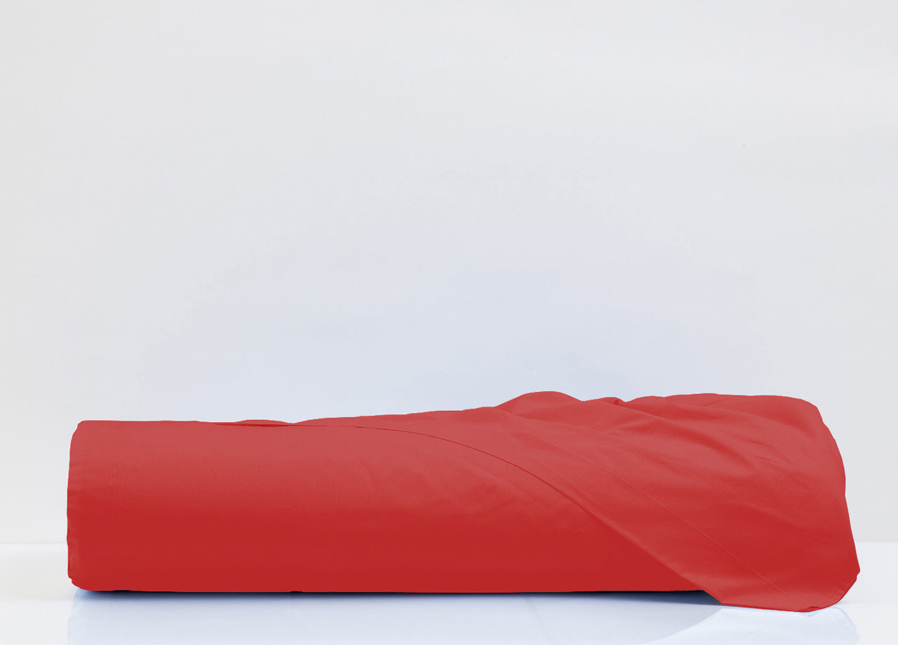 Lenzuola Cordonetto In 100% Cotone In Tinta Unita - 1 Piazza e Mezza - Rosso