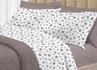 Completo Lenzuola Letto 100% Cotone Made Italy 3027 Disegno Dandy - Piazza E Mezza - Beige