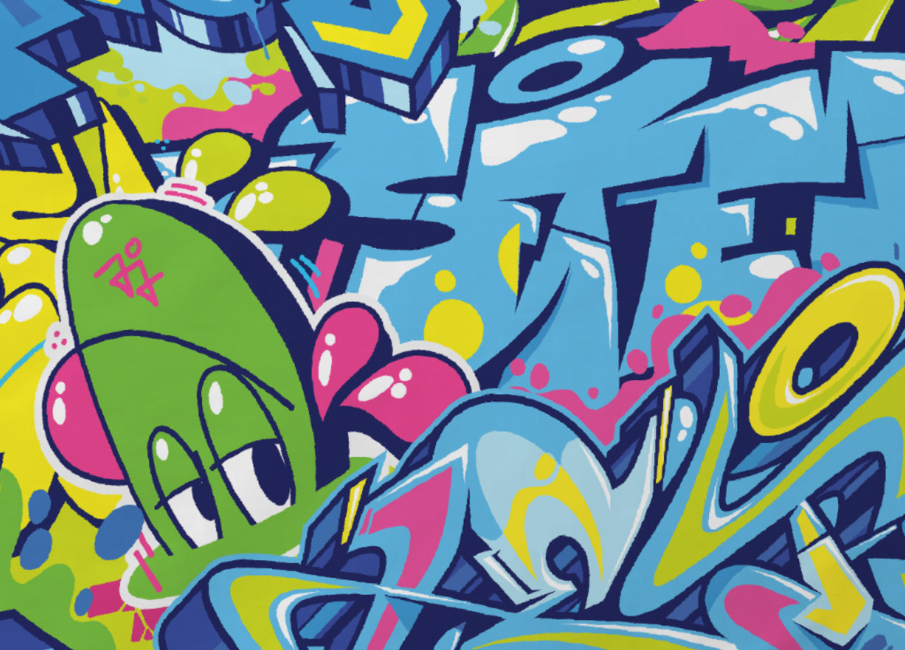 Completo Lenzuola Freestyle Per Ragazzi 100% Cotone Digitale Graffiti - Piazza E Mezza - Graffiti