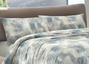 Copripiumino Sacco Piumone 100% Cotone Made In Italy Disegno Nebula - Singolo - Ottanio