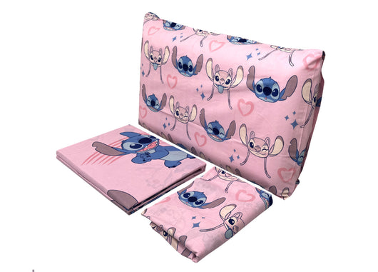 Completo Lenzuola Disney In 100% Cotone Letto Singolo Stich Girl