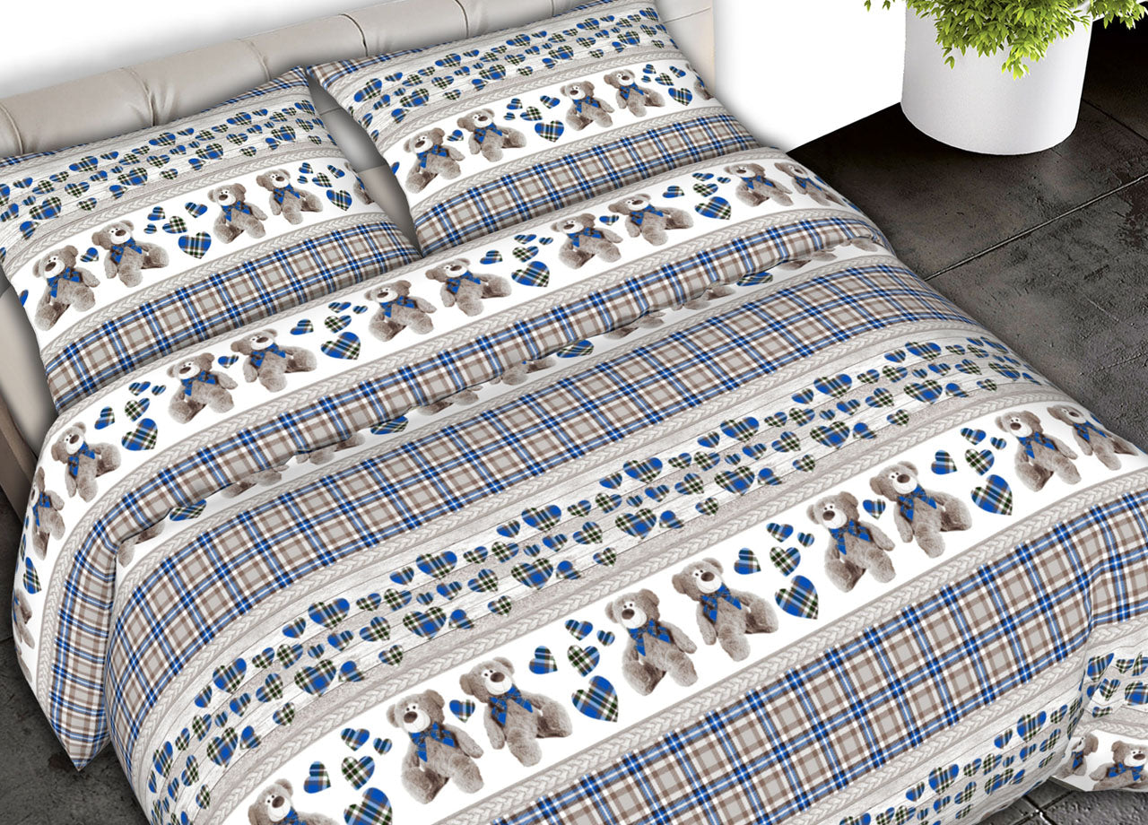 Completo Lenzuola Letto 100% Cotone Made Italy Disegni Invernali Natalizi C.N - 1 Piazza - Gigi Blu