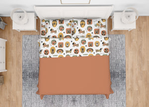 Completo Lenzuola Letto Morbida Flanella 100% Cotone Dis. Cani - Piazza E Mezza - Cani