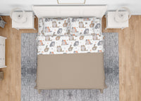 Completo Lenzuola Letto Morbida Flanella 100% Cotone Dis. Gatti - Francese - Gatti