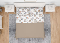 Completo Lenzuola Letto Morbida Flanella 100% Cotone Dis. Gatti - Maxi - Gatti