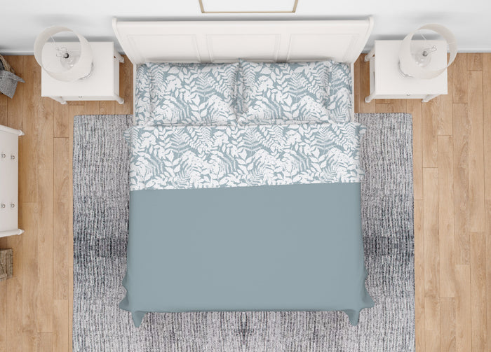 Completo Lenzuola Letto In 100% Cotone Made Italy Disegno Natura - Singolo - Verde