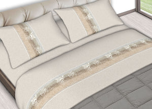 Completo Lenzuola In 100% Cotone Made In Italy Dis. Leopard Colore Beige C.N. - Singolo - Beige