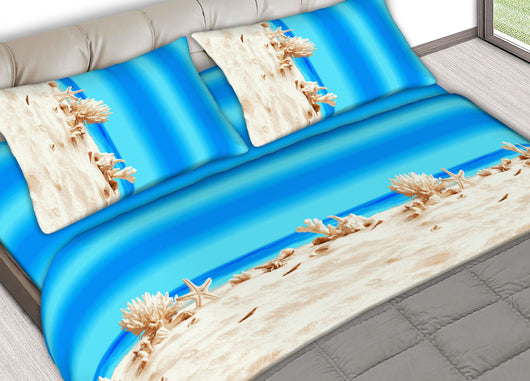 Completo Lenzuola Letto In 100% Cotone Made In Italy Vari Disegni C.N - Piazza E Mezza - Z-Mare