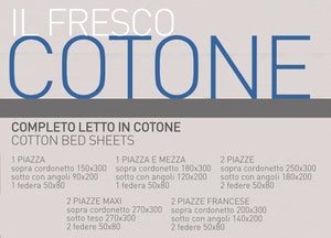 Completo Lenzuola In 100% Cotone In Tinta Unita Made In Italy - Singolo - Avio